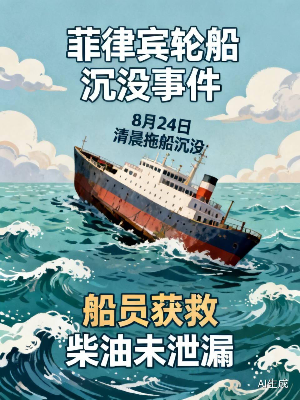 8月24日清晨，菲律宾一艘名为MTUG SL SUAL 1的拖船在三描礼士省附近