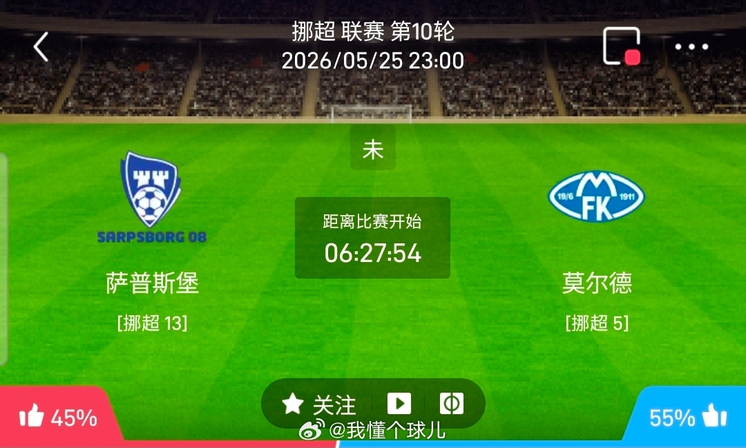 【足球】周一005挪超联赛方向：萨普斯堡vs莫尔德挪超：萨普斯堡VS莫尔德时间：