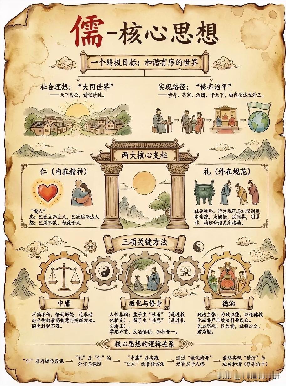 从修身自省，推及齐家和睦，再延伸到治国安邦、天下大同，儒家这套逻辑，是层层递进的