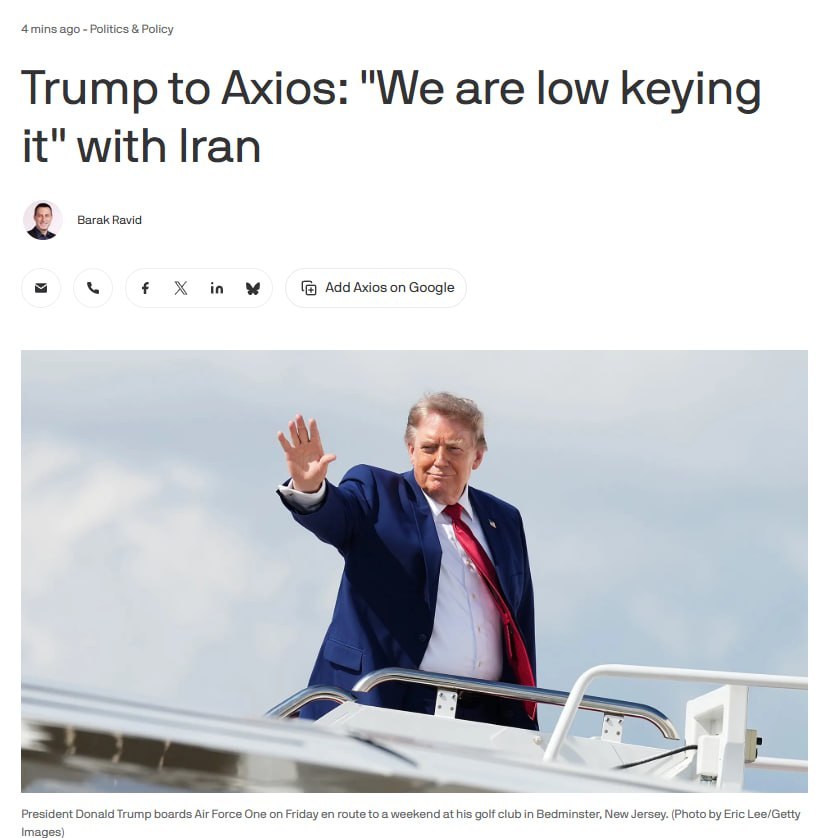 特朗普总统告诉Axios新闻网站，美国正在“谨慎地”与伊朗打交道，这意味着华盛顿