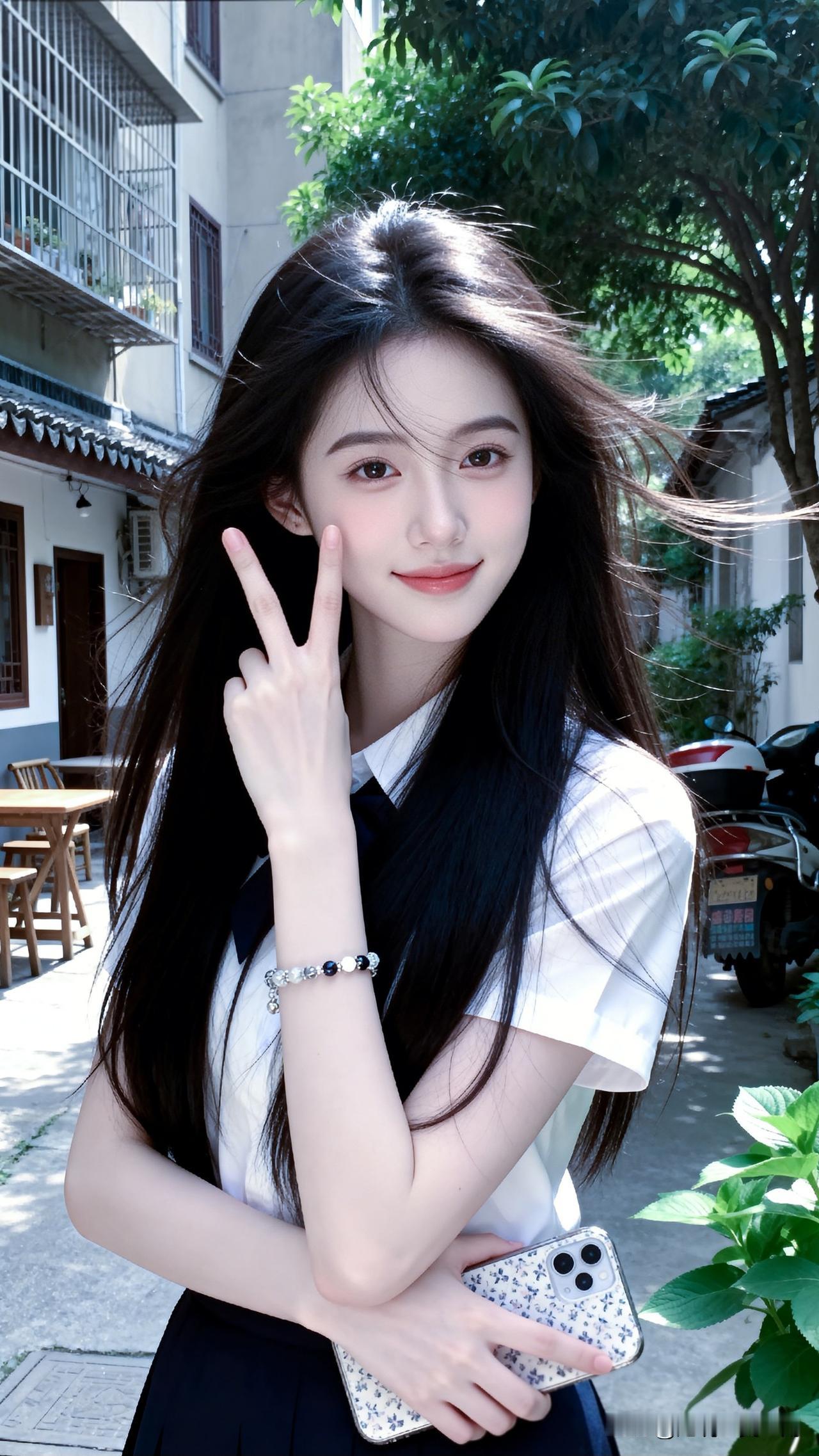 元气少女，青春洋溢，比个V字，元气满满！😊💕甜美小仙女的穿搭