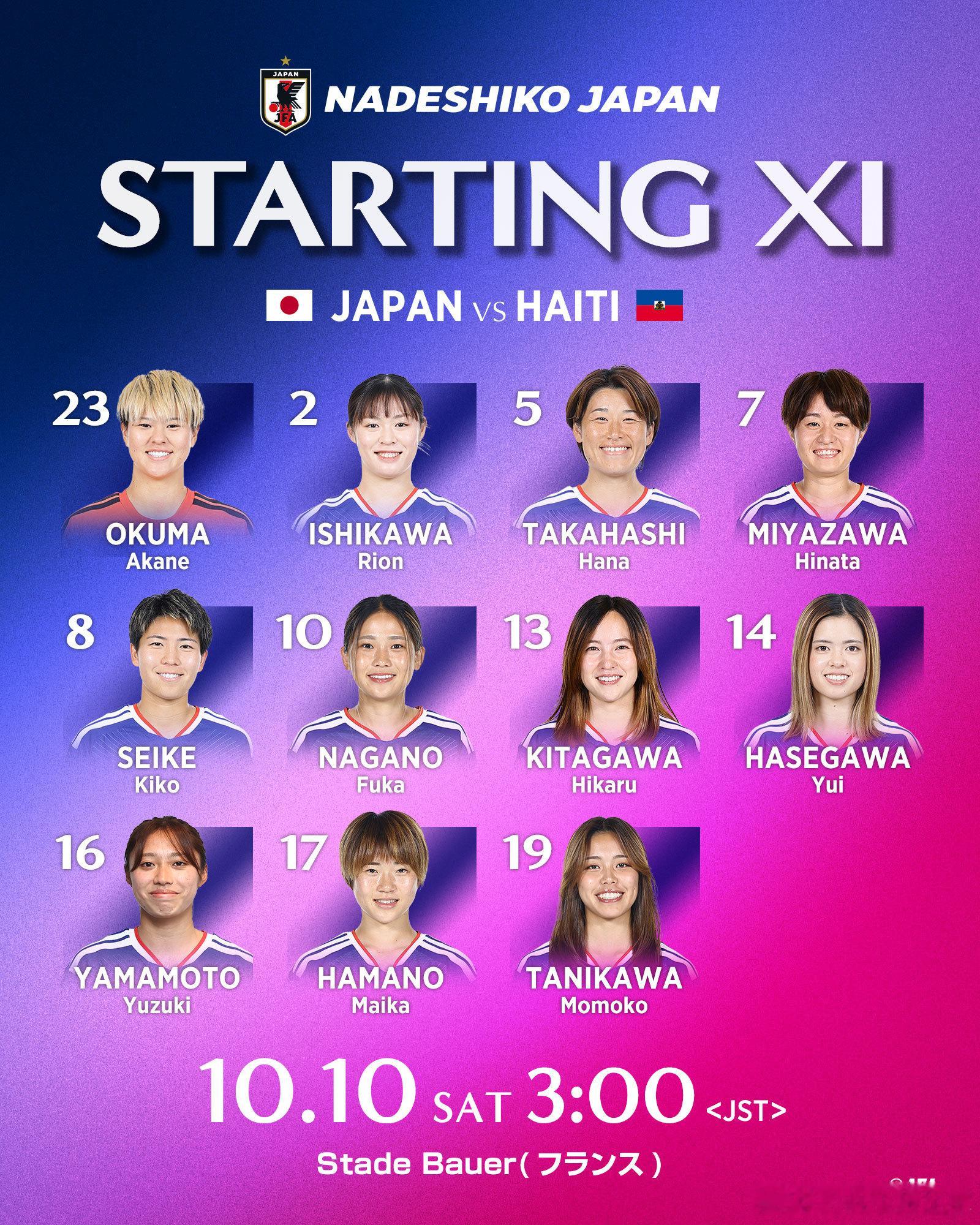 NadeshikoJapan 【比赛日·先发】nadeshiko japan日本