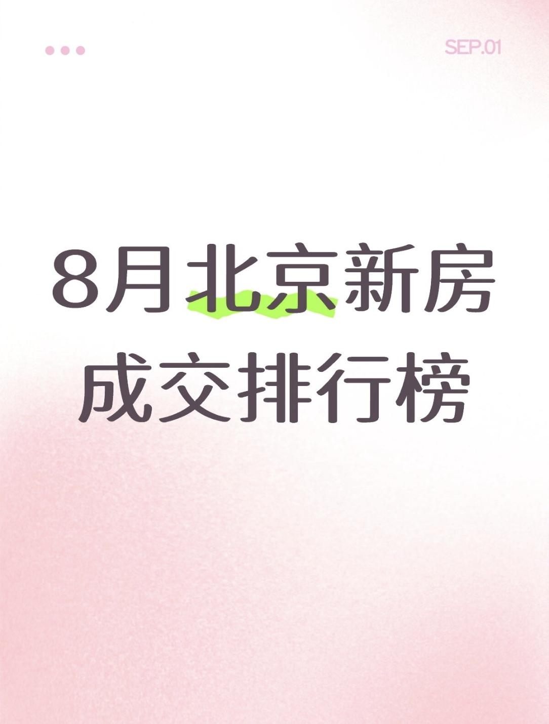 8月北京新房成交排行榜，买房人必看 🚨8月北京楼新房成交排行榜，买房人必看
2