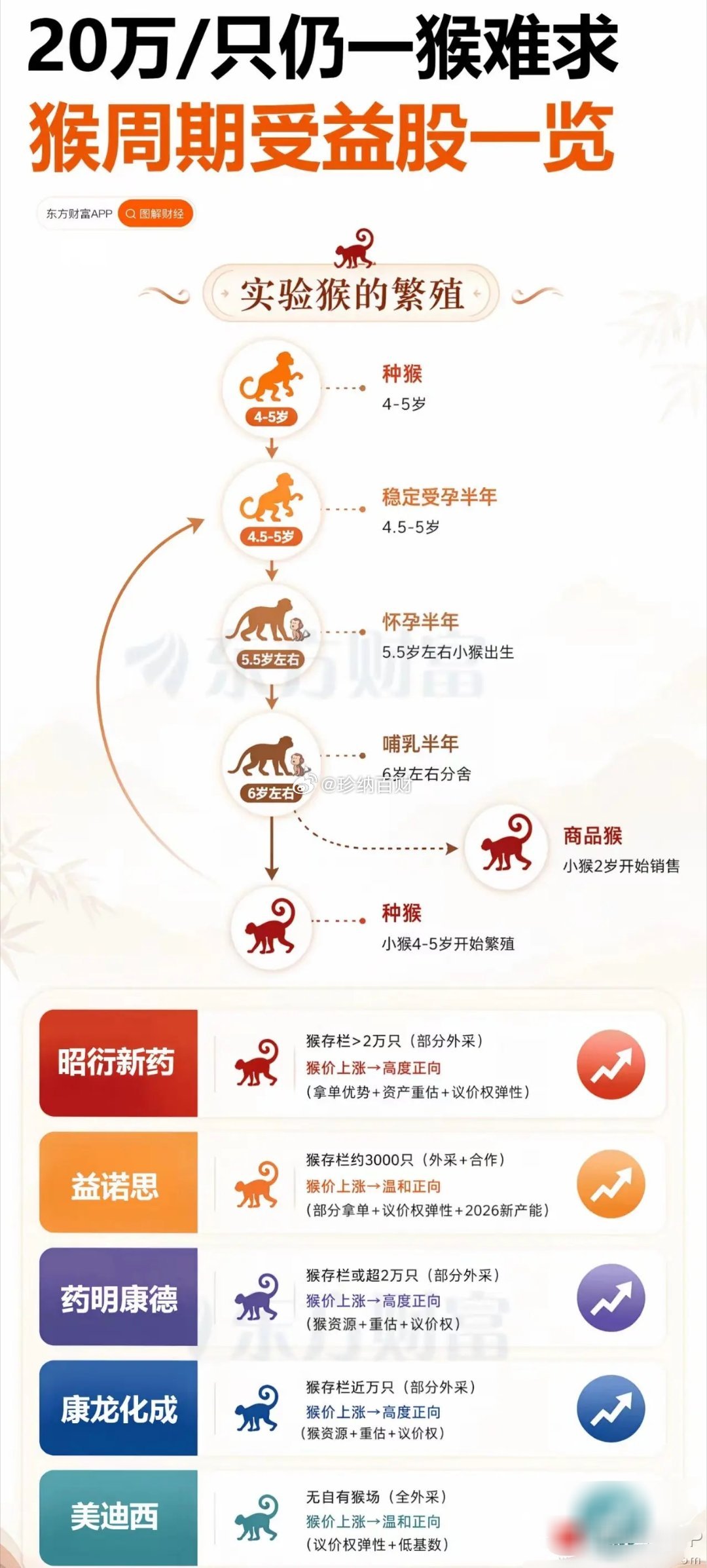 创新药💊20万/只一猴难求猴周期受益股一览创新药