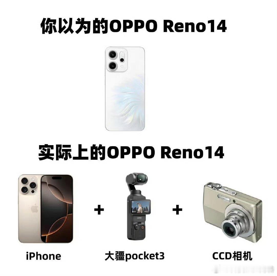 我靠OPPO Reno 14 解决了出去旅游带好多部相机的困扰，以后出去游玩带一