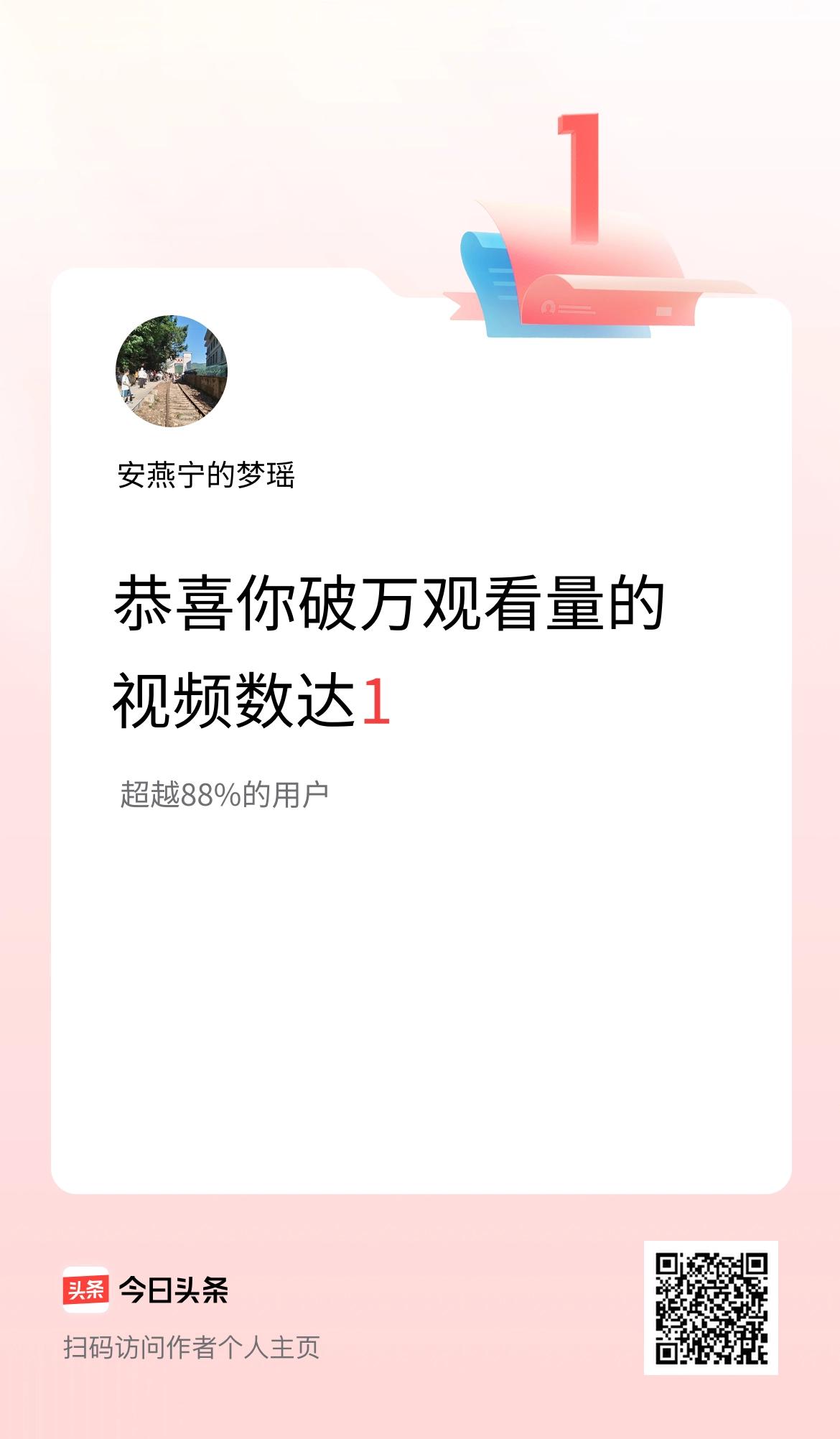 我在头条有1条视频播放量破万了！