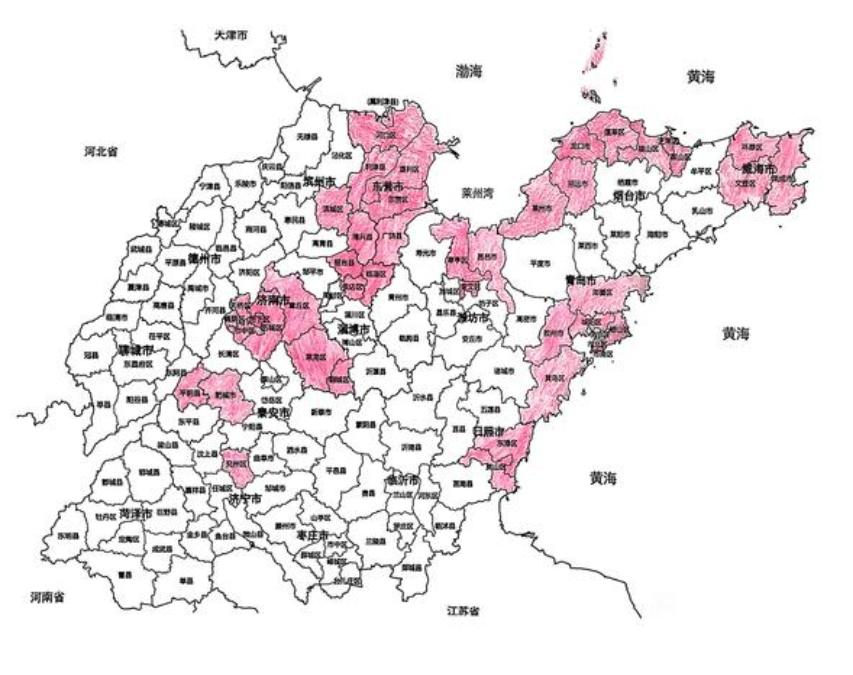 2024年山东省各区县人均GDP破十万的区县（附地图）：
济南：9
青岛：7
烟