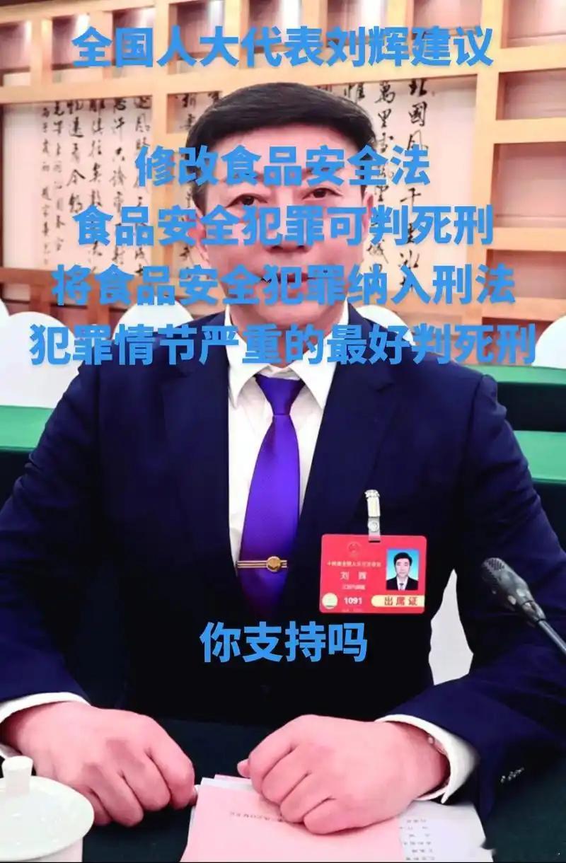 人大代表刘辉建议“食品安全犯罪情节严重最高可判死刑”，社会讨论很热烈。从现有信息
