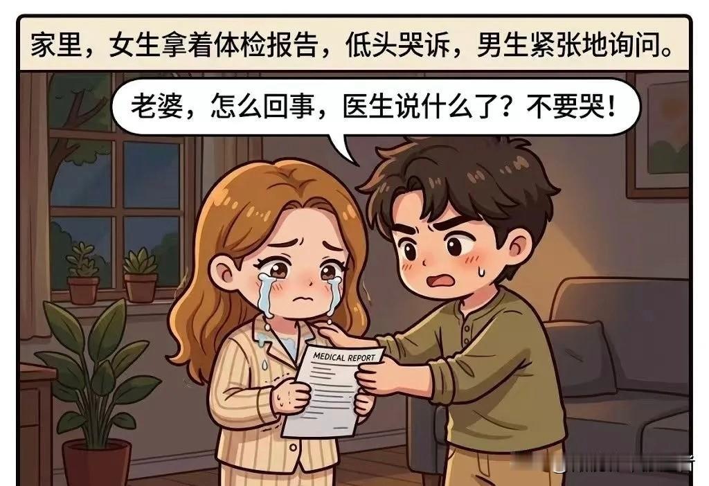 趣味漫画：医生告诉女友她的体检结果很健康，女友回来却哭了，真相让人哭笑不得...