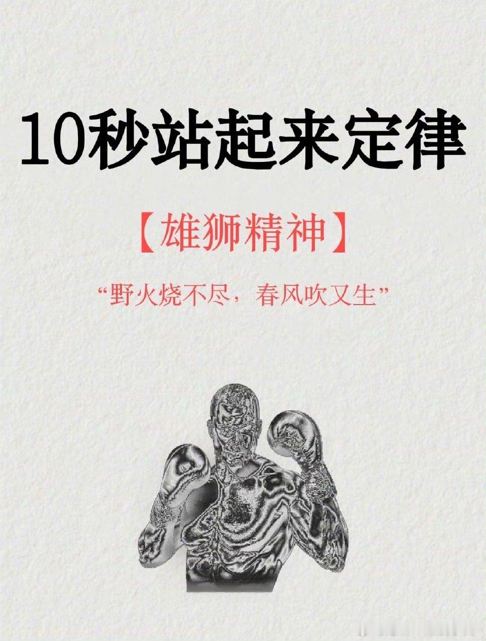 10秒站起来定律 是阿娟在格斗场上不屈不挠的精神写照，也是他在生活中勇往直前的动