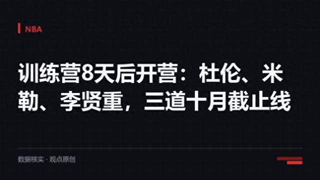 训练营8天后开营：杜伦、米勒、李贤重，三道十月截止线