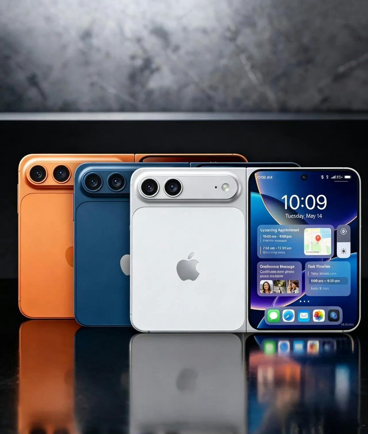 iPhone折叠屏上手目前是机模/爆料上手哈，主打近乎无痕折痕、iOS折叠交互顺