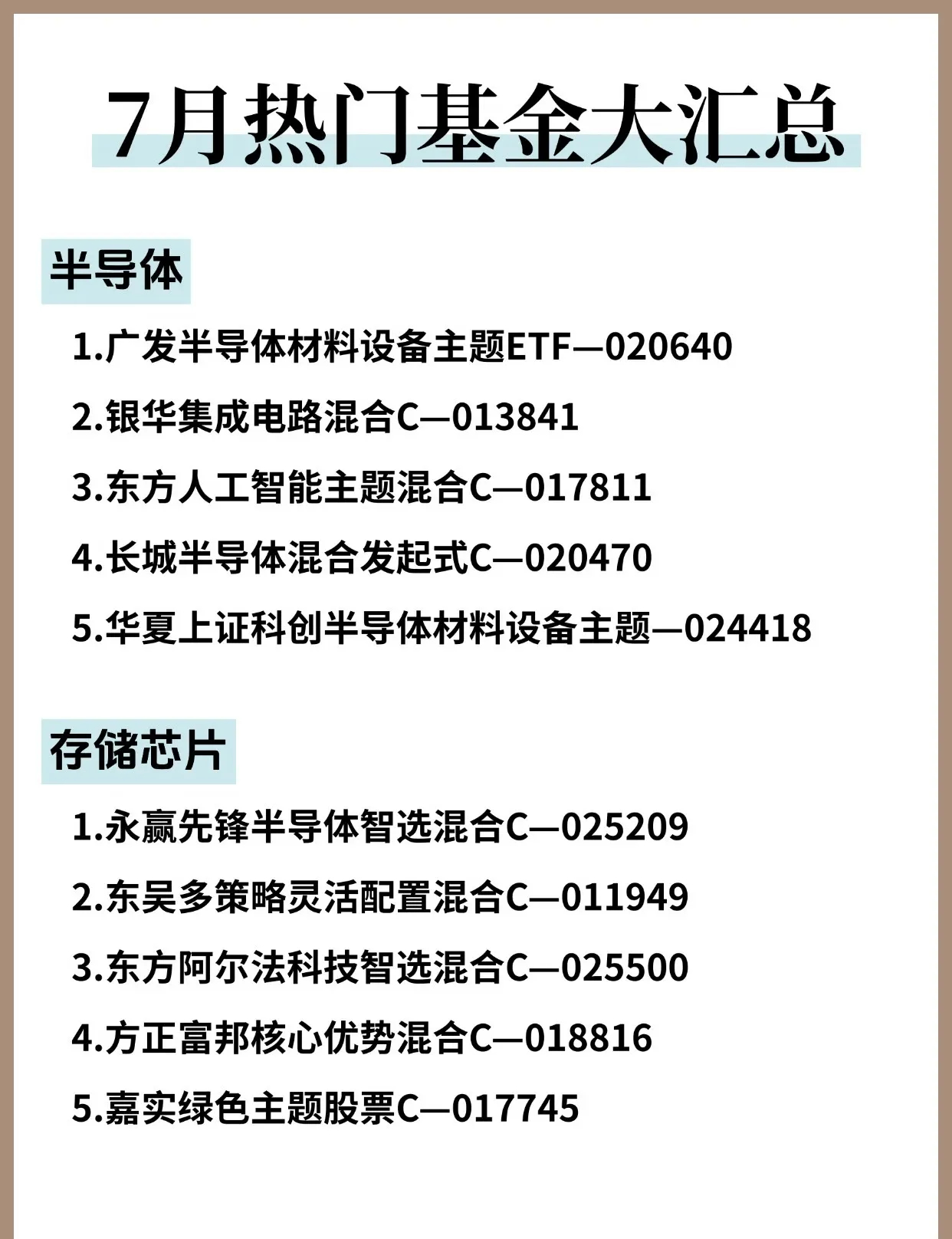 🔥7月科技热门基金大汇总❗️7月养基方向，主要是对科技基金的汇总，MLCC上游