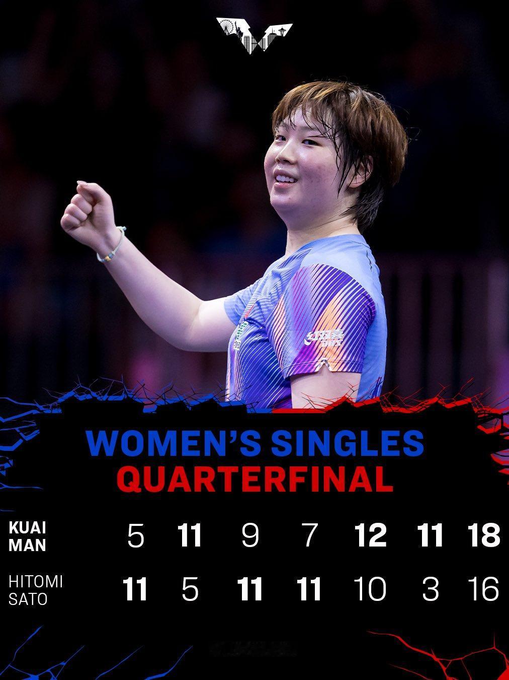 在WTT美国大满贯女单赛场，一场足以写进赛事历史的拉锯战诞生——中国小将蒯曼与日