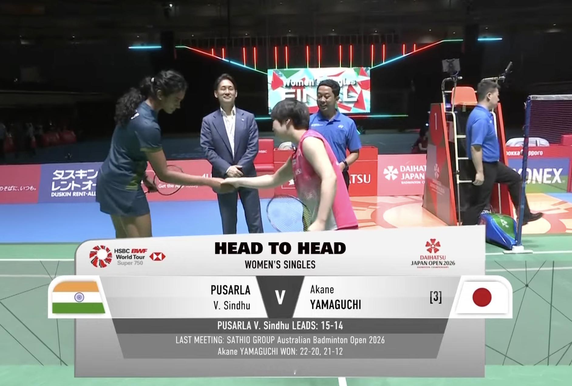 山口茜🇯🇵 vs 🇮🇳辛杜，女单决赛马上开始！2026日本羽毛球公开赛