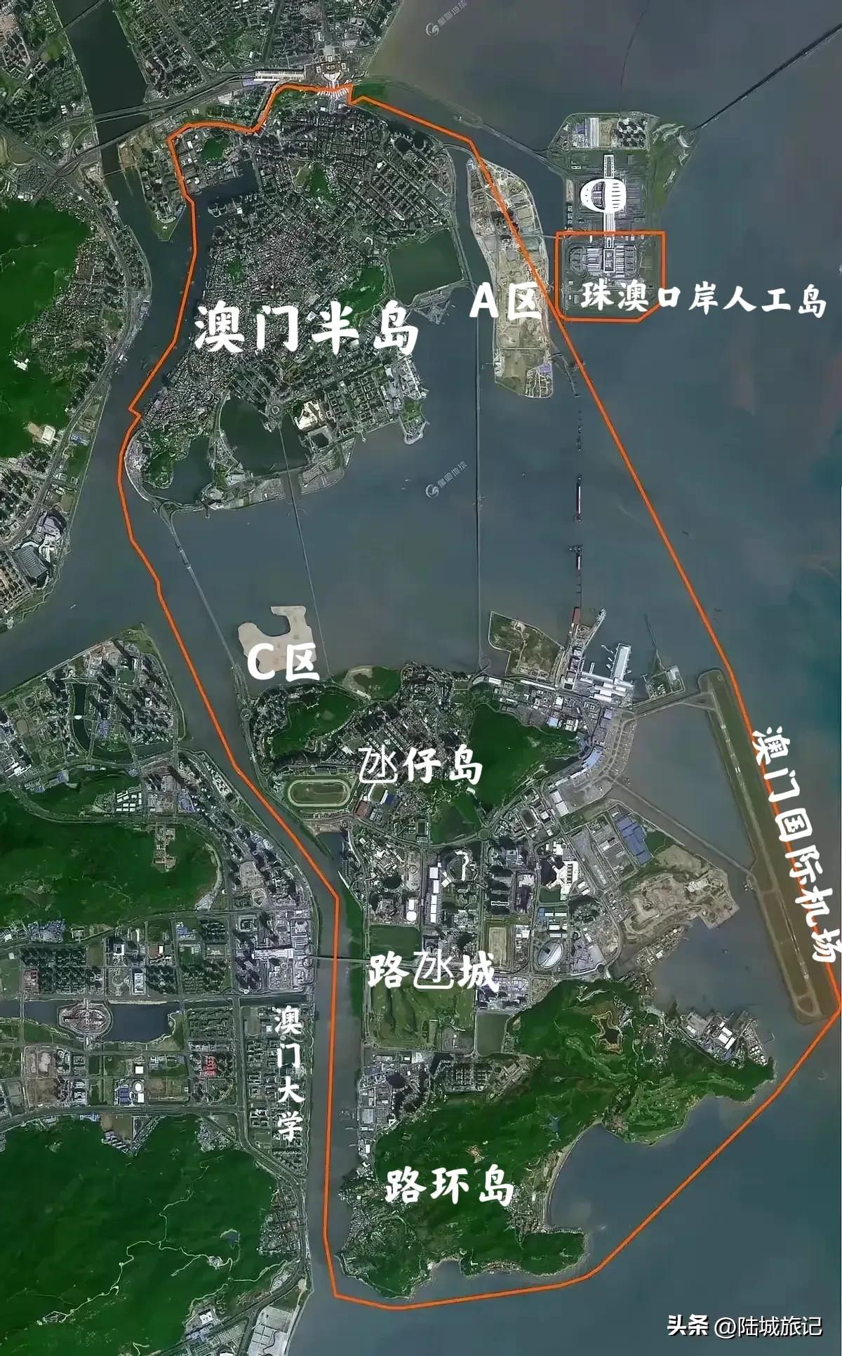 【中国澳门:“东填”、“北造”、“西拓”三套扩容工程方案】:
①现在澳门陆地总面