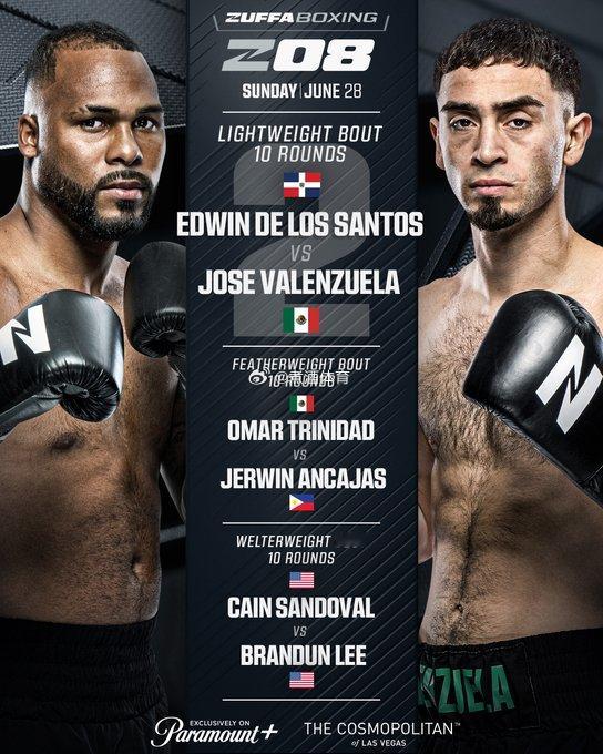 拳坛速递 比赛确认！Zuffa Boxing 08 头条主赛。6月28日，埃德温