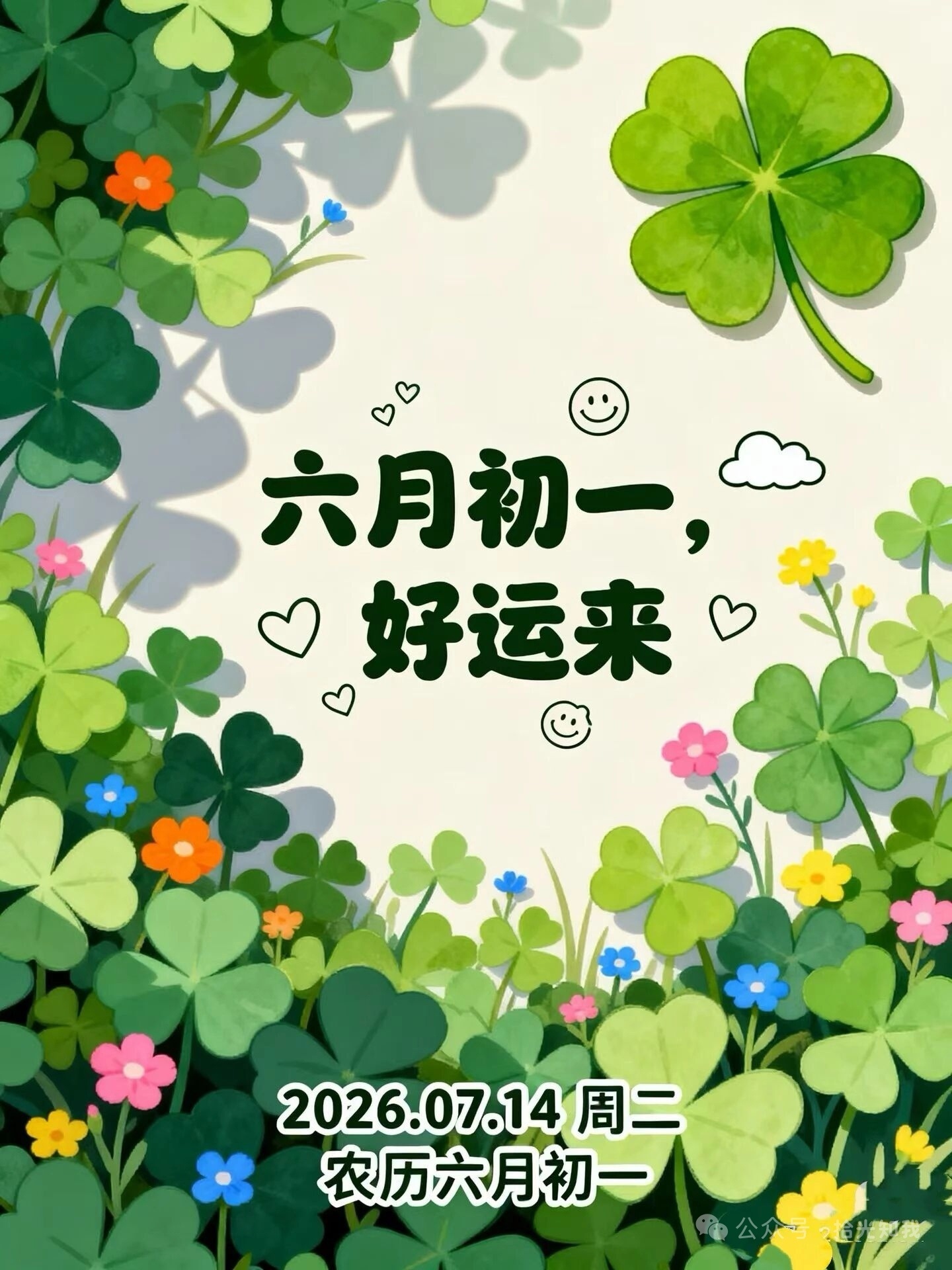 六月初一好运来，恰逢半年好开端。告别上半年疲惫，接纳下半年福气。愿你我：家人平安