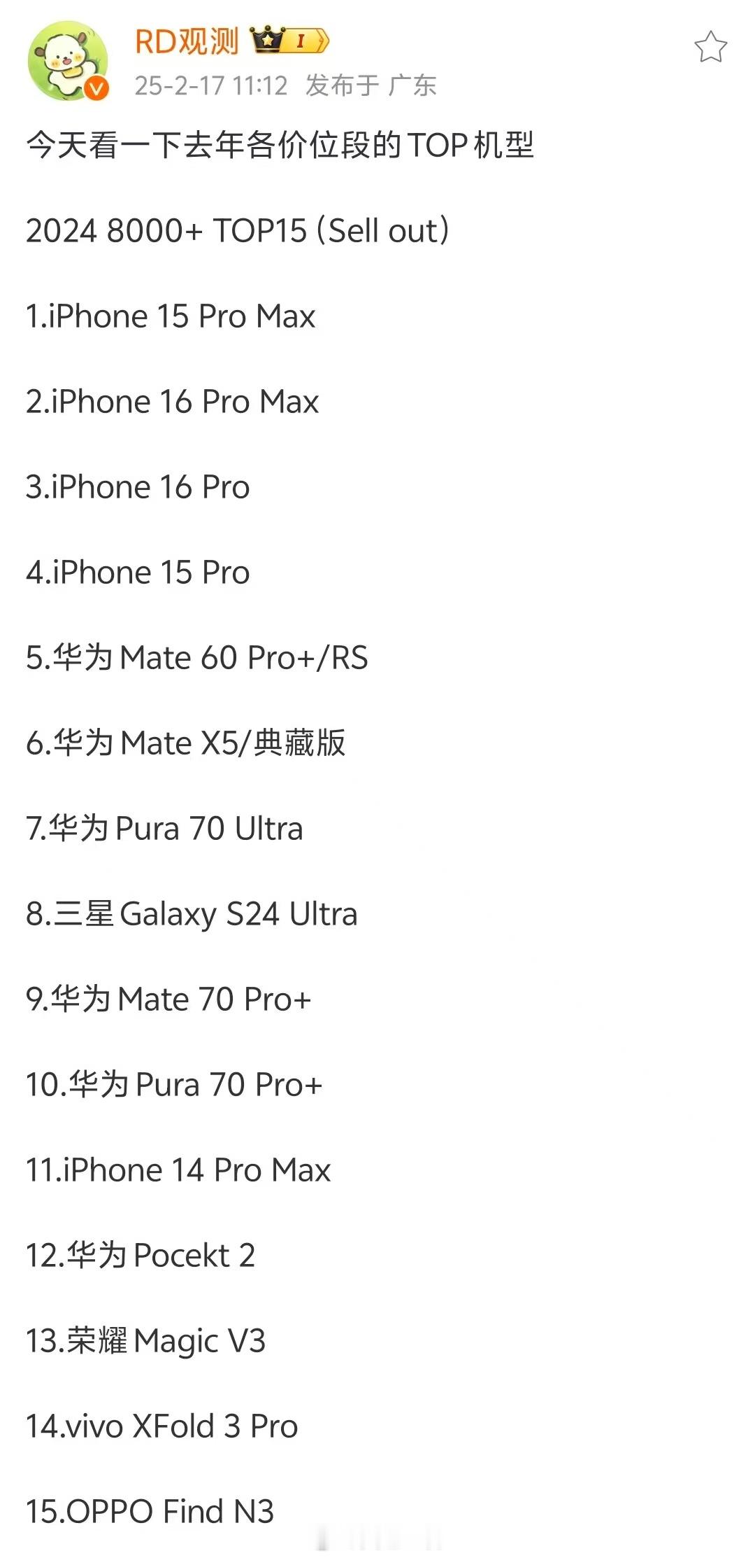 2024国内超高端领域单品销量Top151、苹果肯定是最大的赢家，前15之中iP