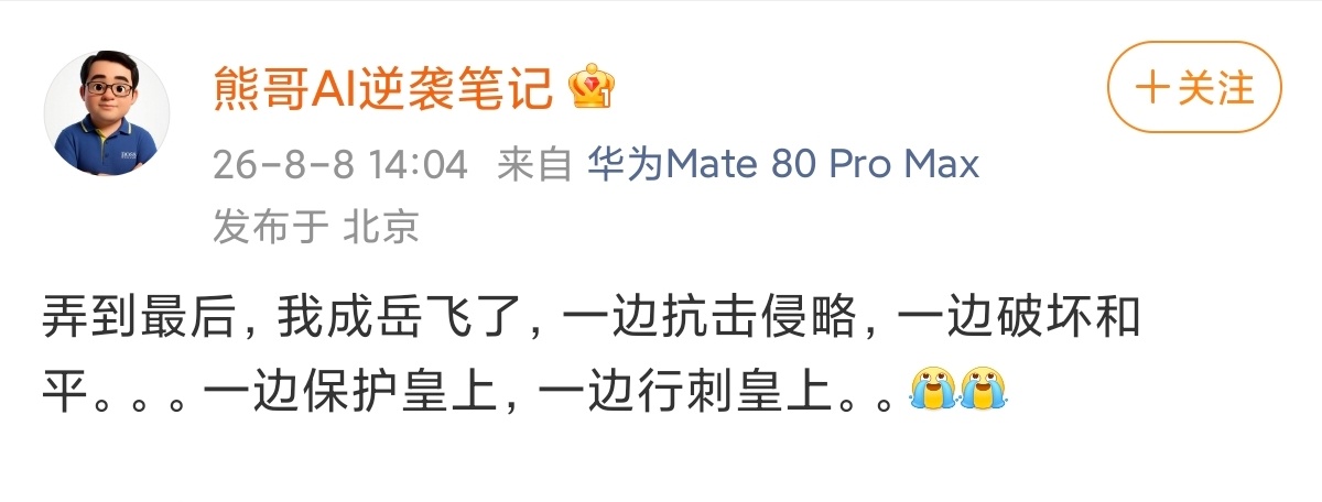 主打一个哪壶不开提哪壶。岳不岳飞先不管，他在那说谁是皇上呢 ？ 