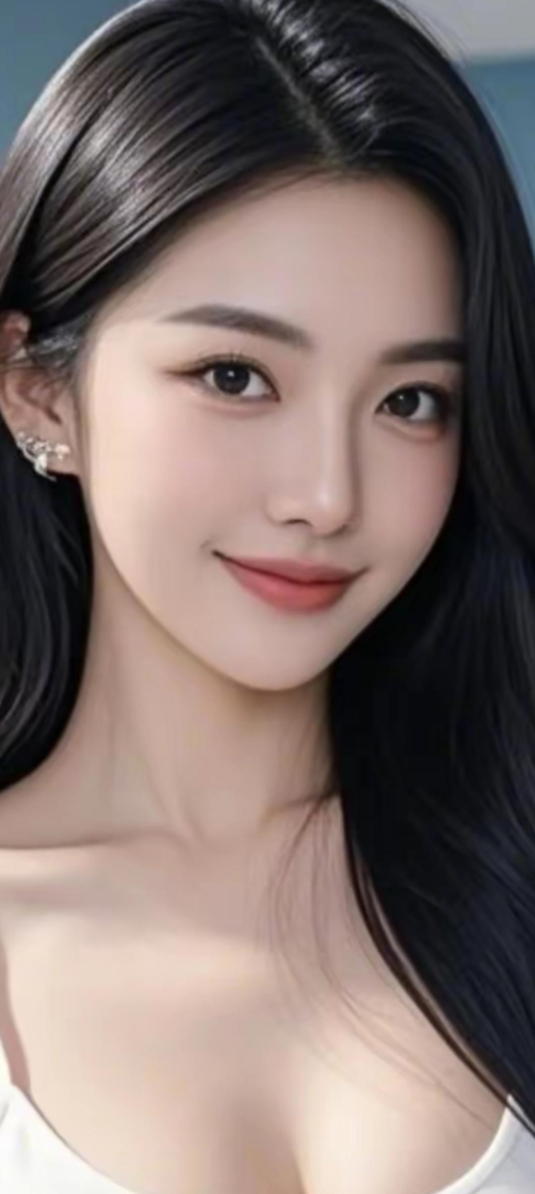 甜美可人的微笑，温柔的黑发，精致的妆容，让人心动不已！😍✨