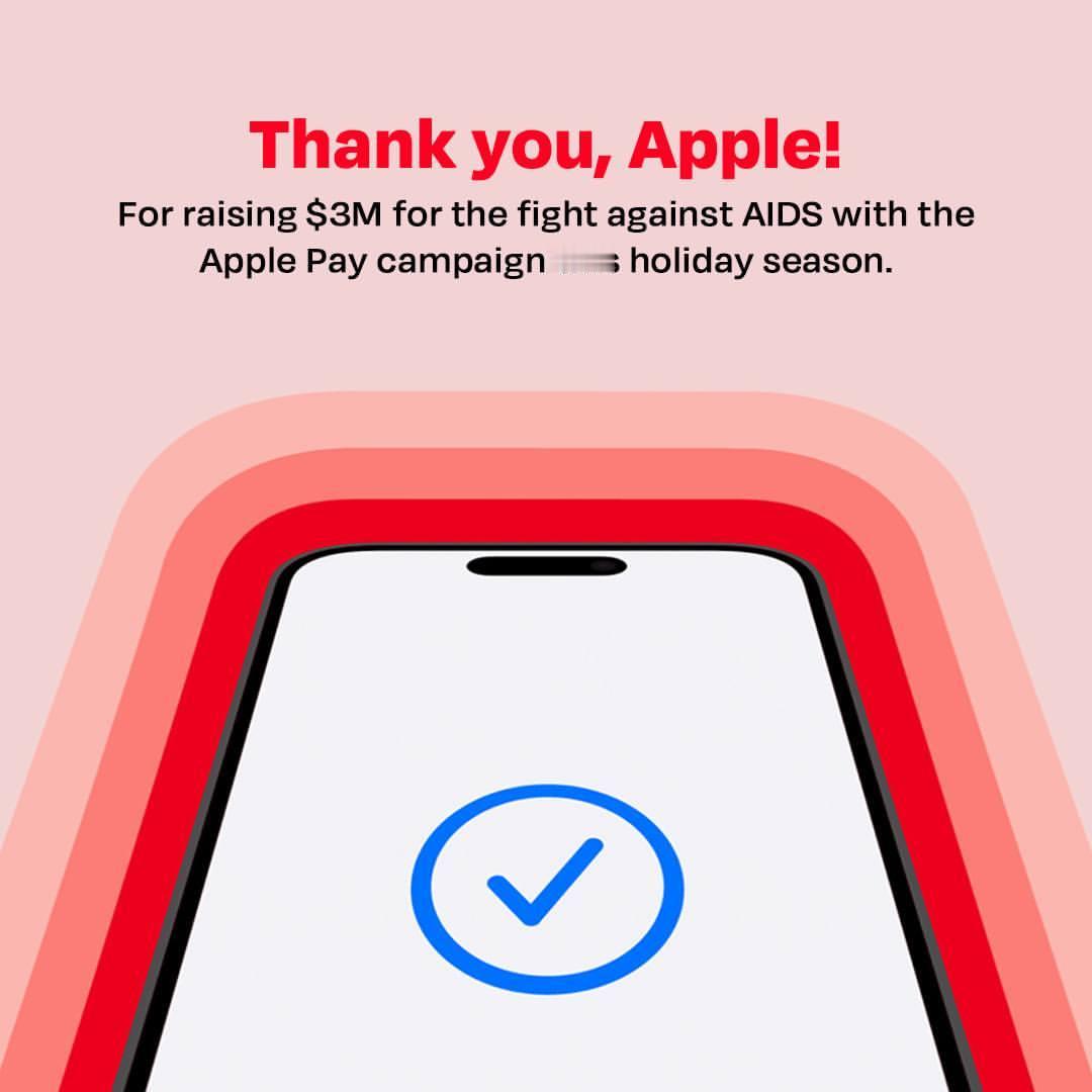 【Apple 通过 Apple Pay 推广活动为全球基金的抗击艾滋病项目筹集了