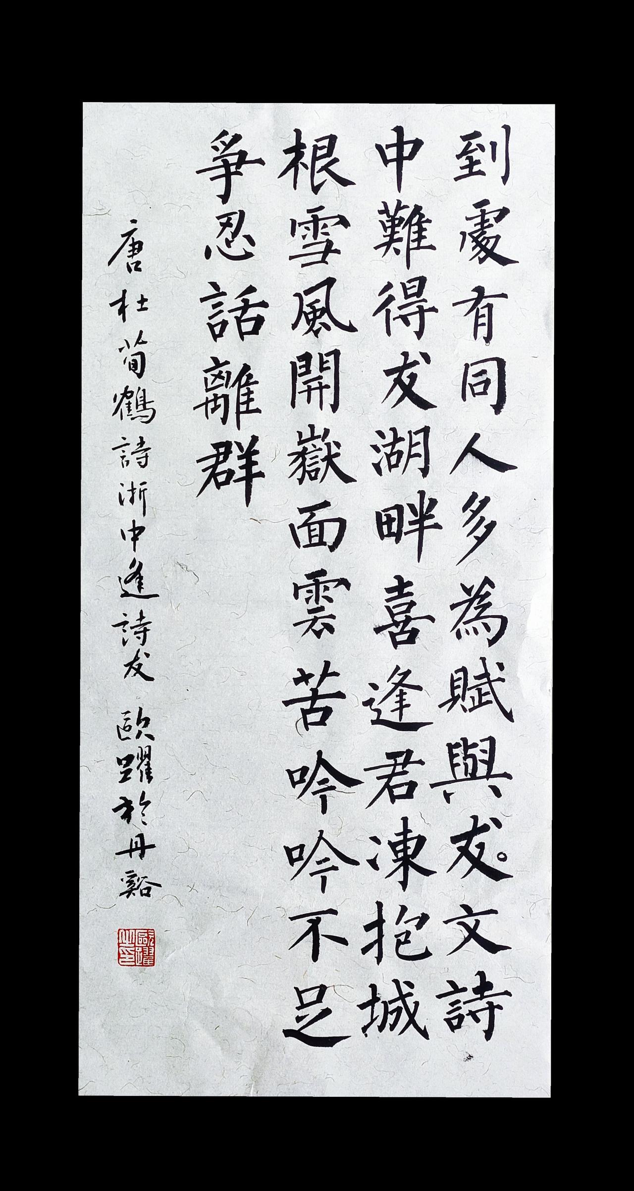 诗中难得友，湖畔喜逢君。柳体书法  传统文化 抖音书法热门 闲暇时光