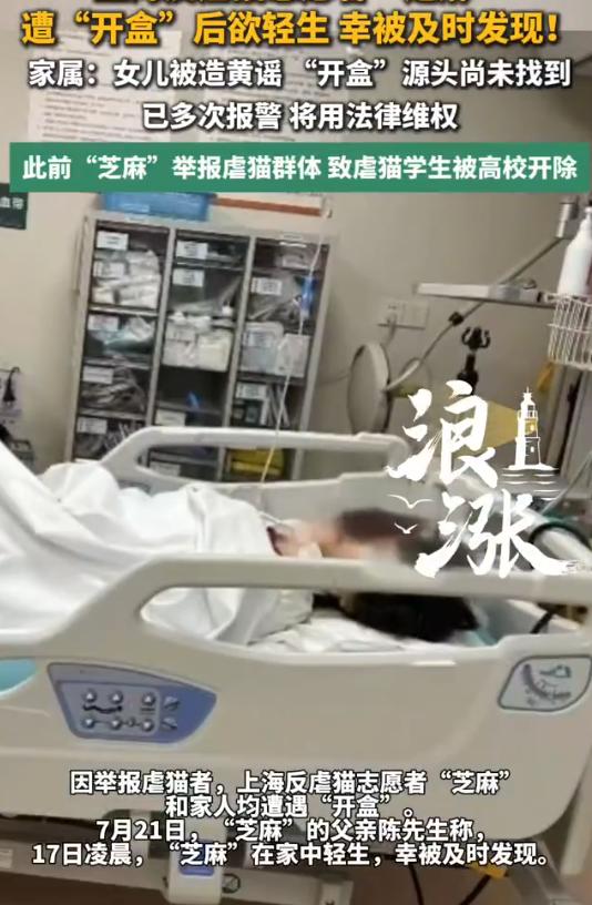 上海一位化名“芝麻”的反虐猫志愿者，凌晨在家中再次留下遗书轻生。这不是她第一次被