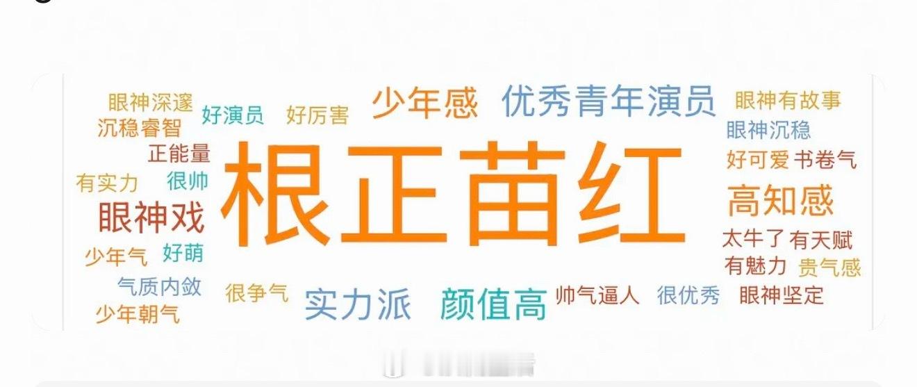吴磊词条关联度最高的是根正苗红、优秀青年演员、实力派，完全符合体感啊。