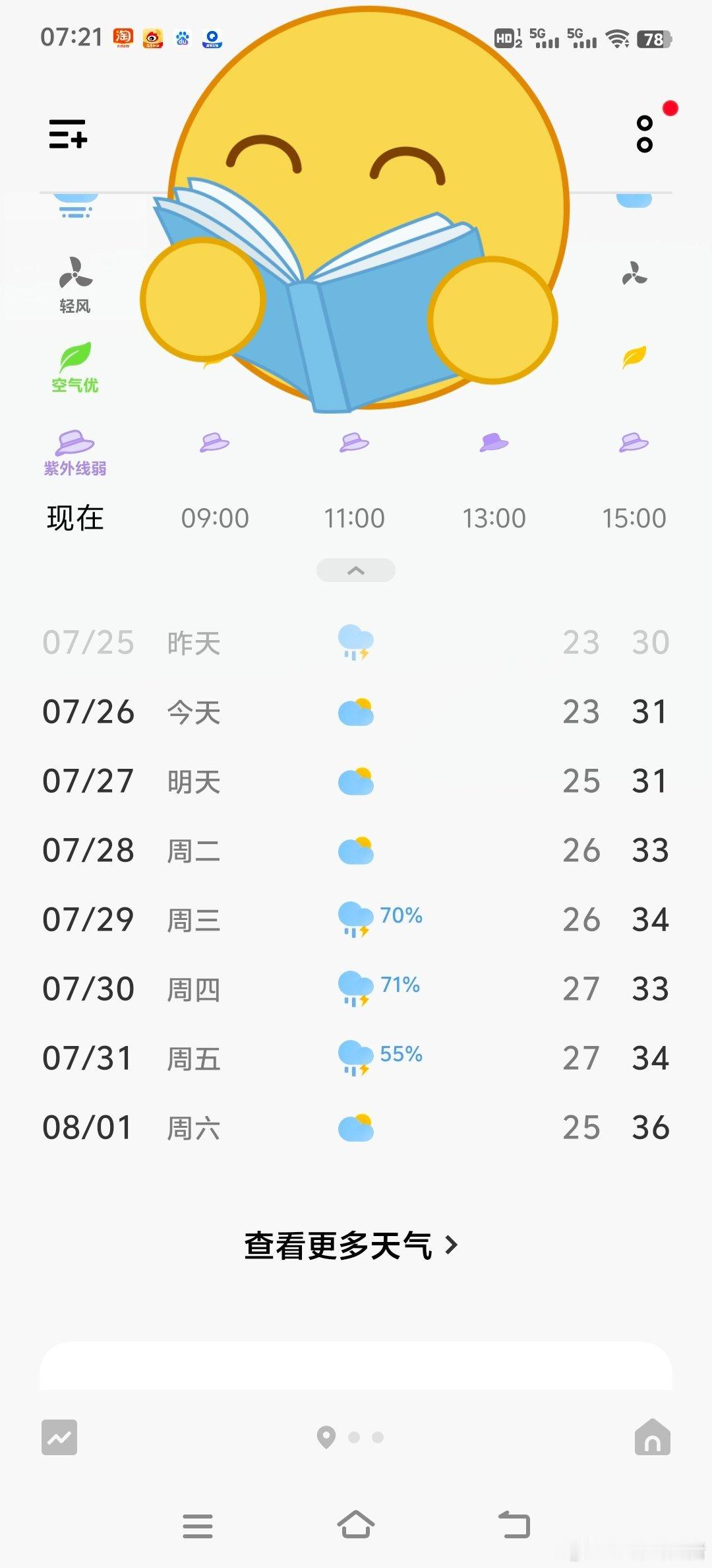宝子们！早安！太阳等不到了，享受凉爽吧！未来一周爽歪歪潮乎乎你好同学早安
