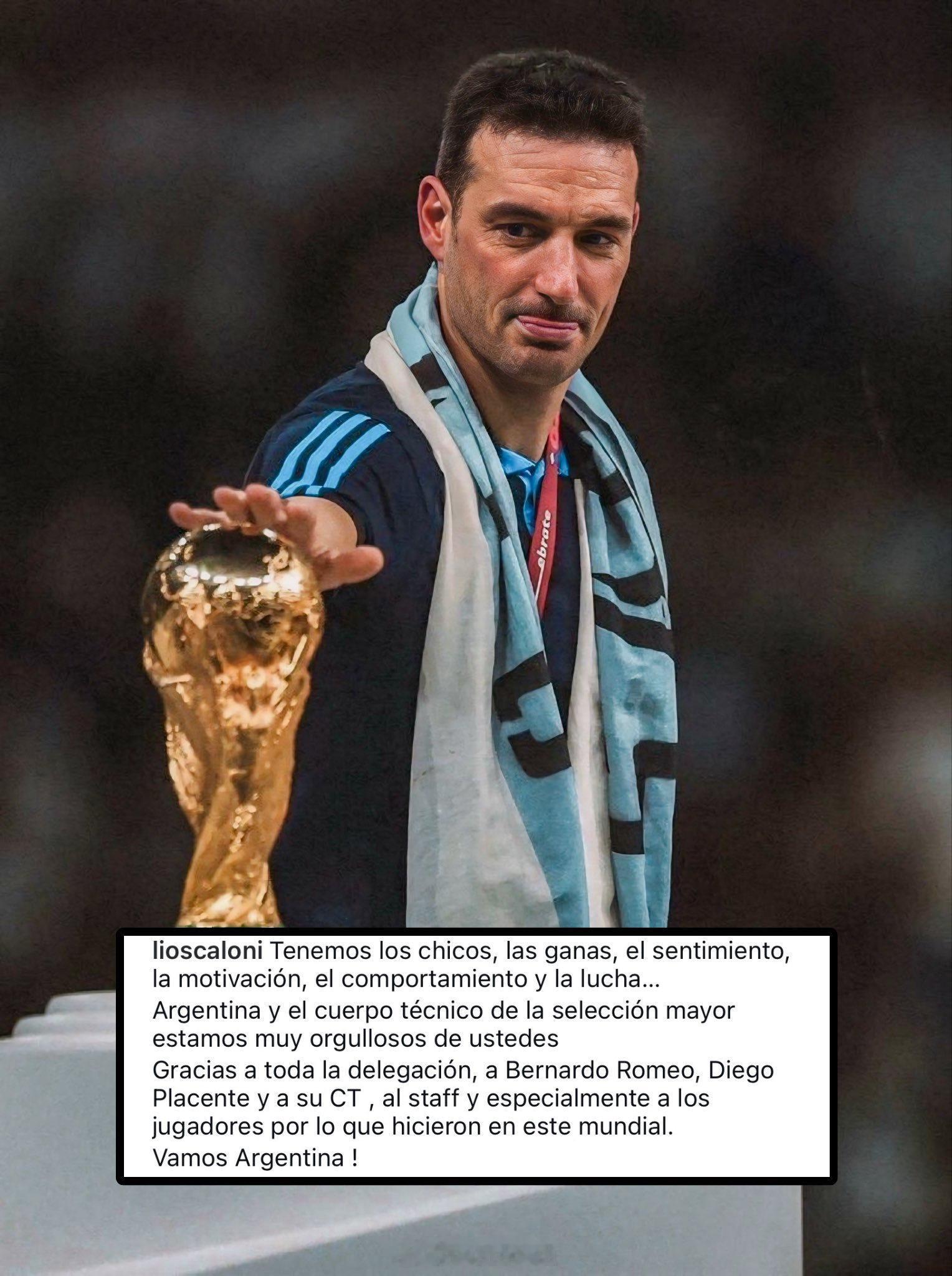 “我们有年轻人，有渴望，有感觉，有行动，动力，也有斗志。加油，阿根廷。”莱昂内尔
