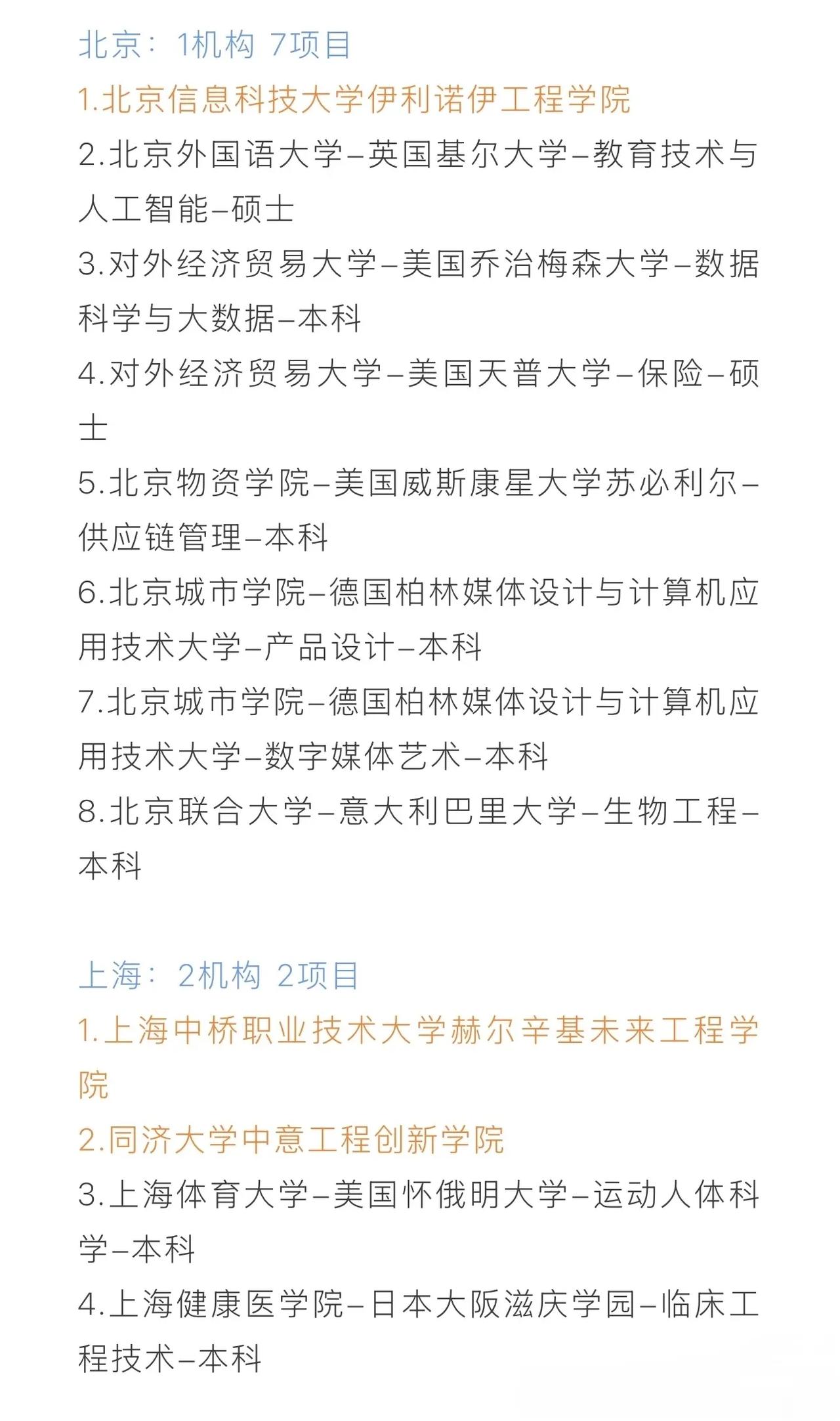 中外合作办学2025年又有新项目，有意向的家长们可以关注下了，其中很多高校还很不