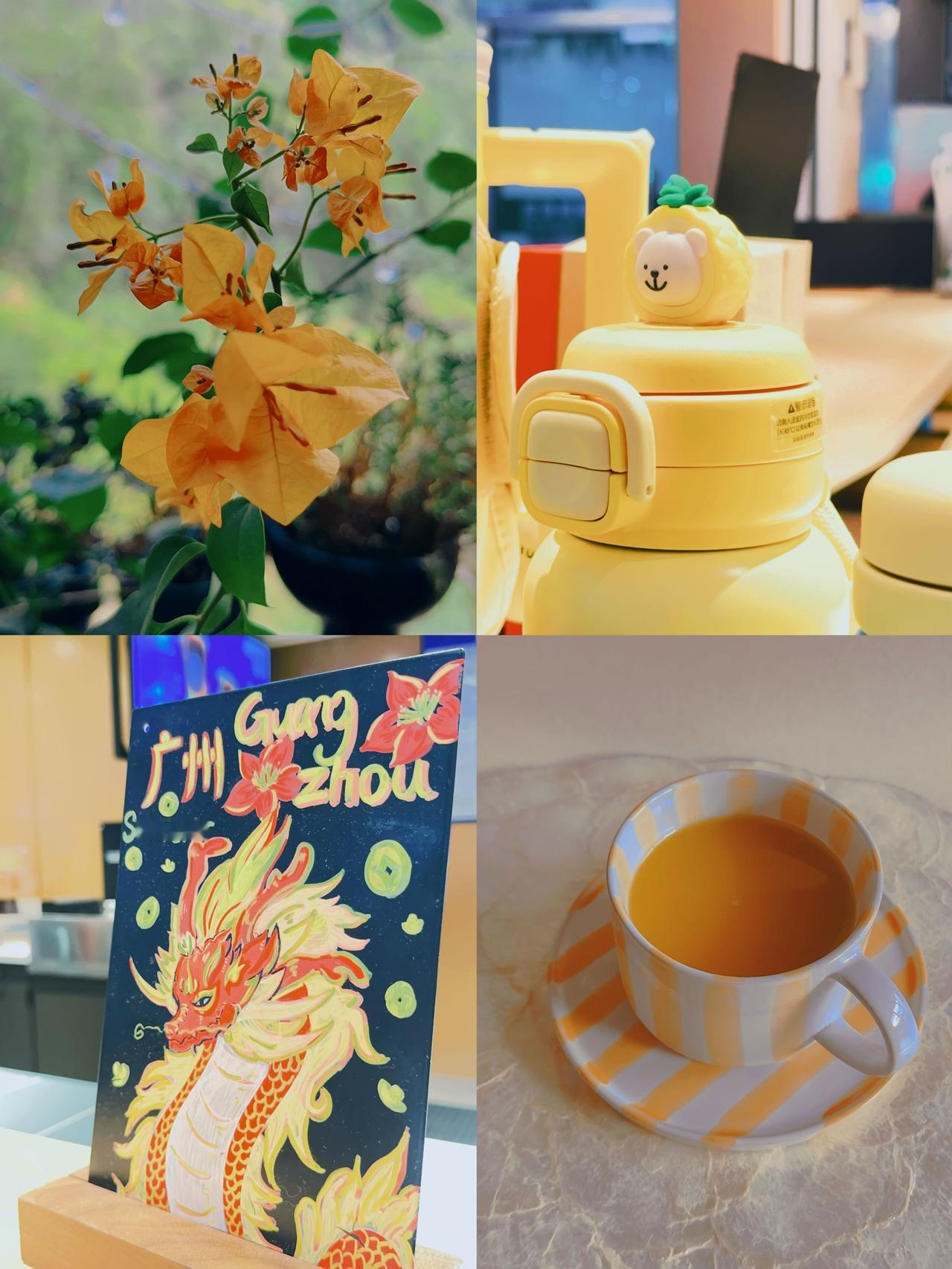 昨天去广州出差，在广州南站看到了被菠萝颜色包围的星爸爸，暖光，让我们眼神都变得柔