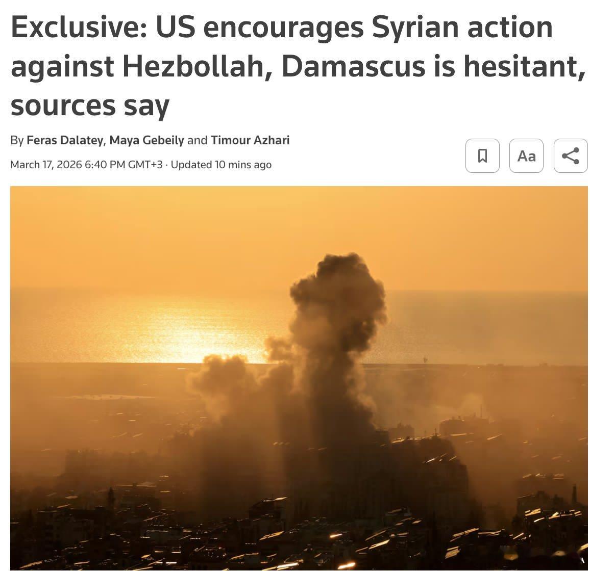 美以伊冲突 美国请求叙利亚恐怖组织HTS开辟第二战线，杀入黎巴嫩与真主党决一死战