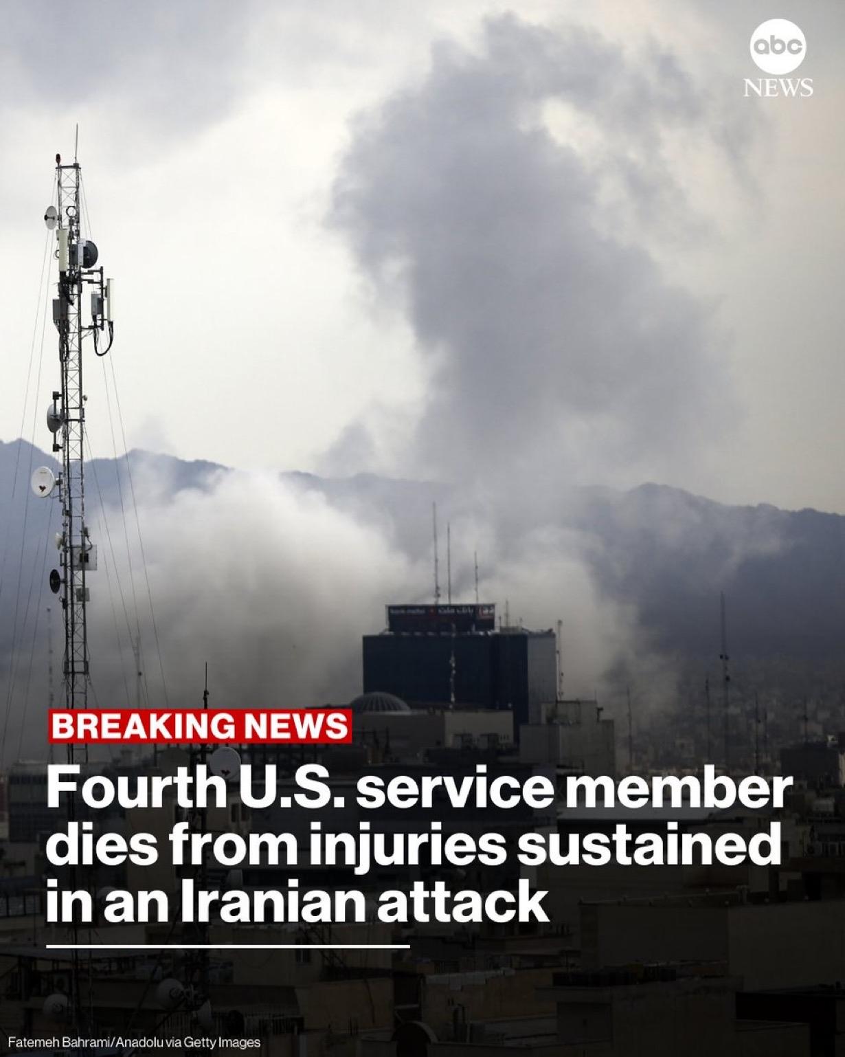 美国中央司令部称，第四名美国军人在战斗中阵亡。

美国中央司令部称，第四名伤者本