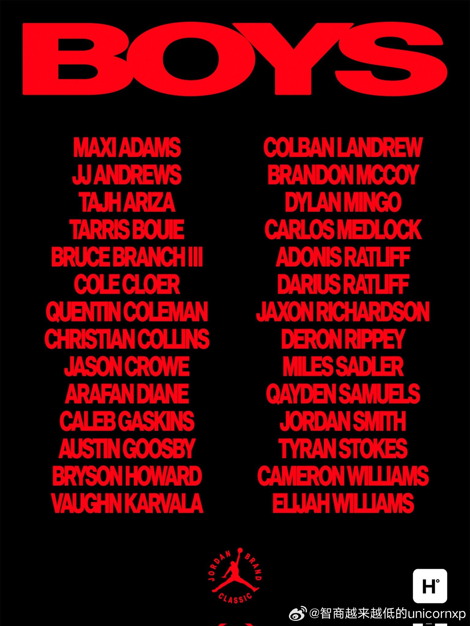 今年的乔丹经典赛名单NCAANBA