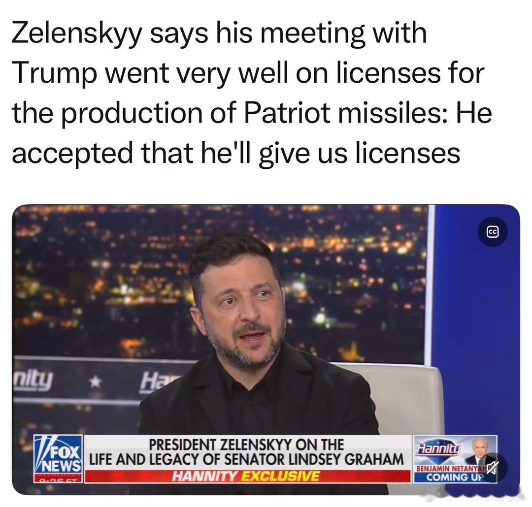 Trump：和Zelensky谈得很好Zelensky：Trump同意授权生产爱