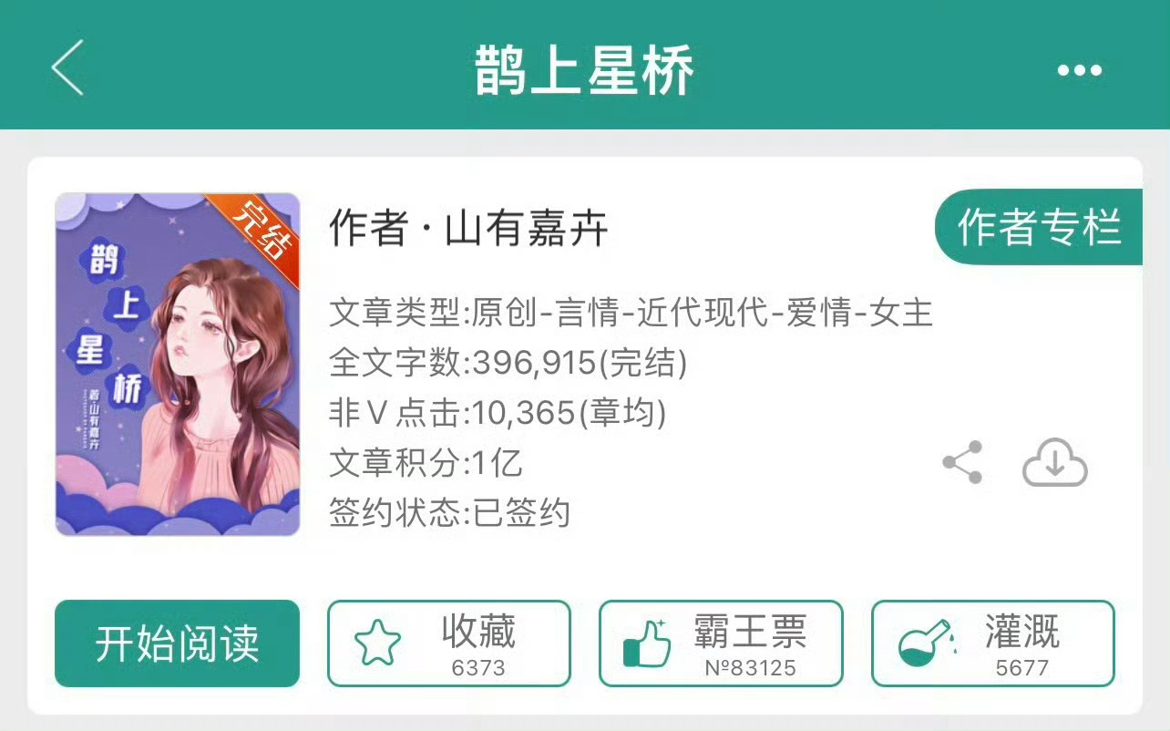 小说推荐：《鹊上星桥》 作者:山有嘉卉简评：娇俏明艳大小姐vs温柔内敛男医生，青
