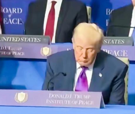 特朗普这是又睡着了吗？
特朗普在会议现场，这是在犯迷糊呢？
还是在思考问题太投入