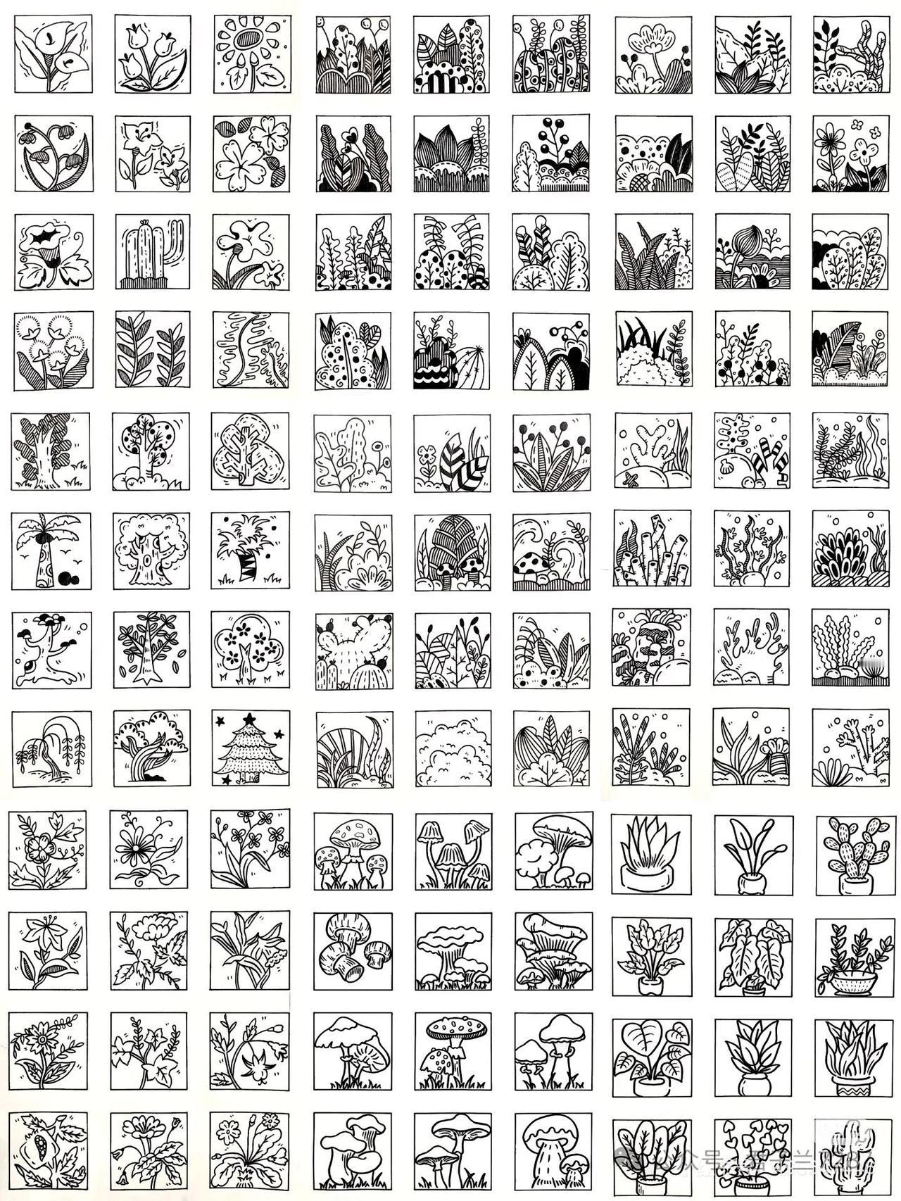 今天我电脑里面找一批小插画发出来，供学习者临摹借鉴。
这些小插画可以让学生和绘画