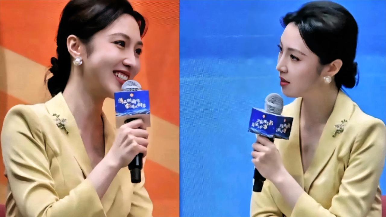 原来何卿的美这么耐看！大眼睛高鼻梁的天然长相，肌肤白到发光，一身鹅黄套装衬得气质