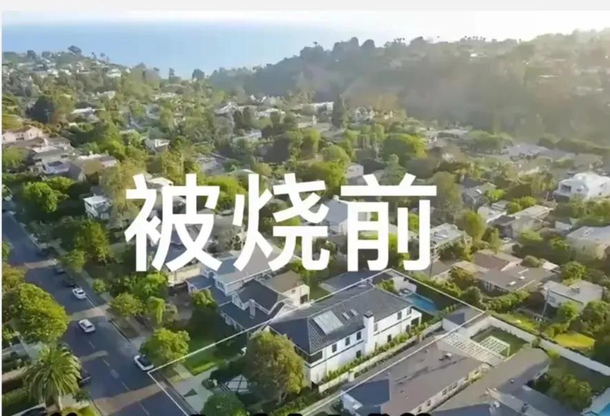 洛杉矶被火烧前后，简直大变样。
被烧前，这里是人人羡慕的富豪区，房子整整齐齐排在