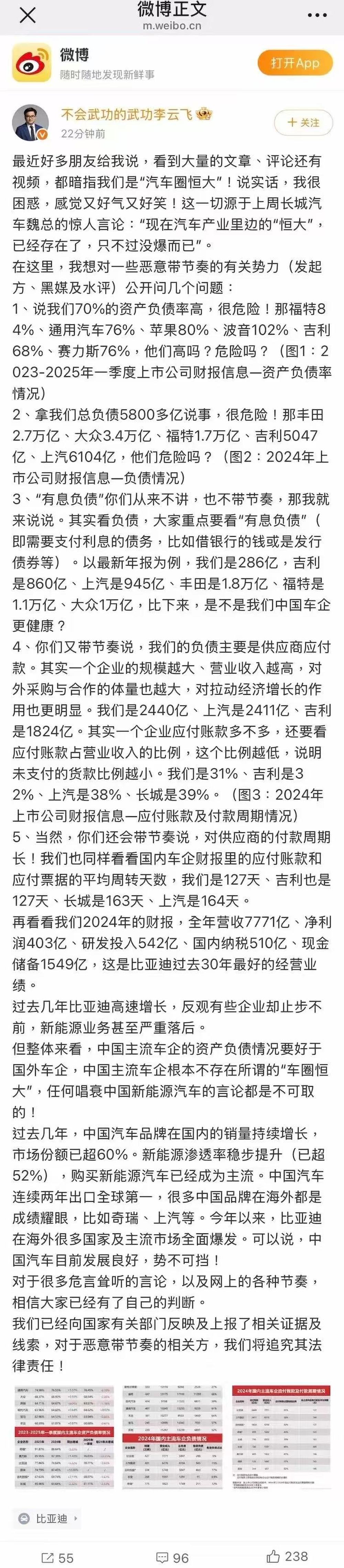 比亚迪方面回应“车圈恒大”言论：对危言耸听言论已上报国家有关