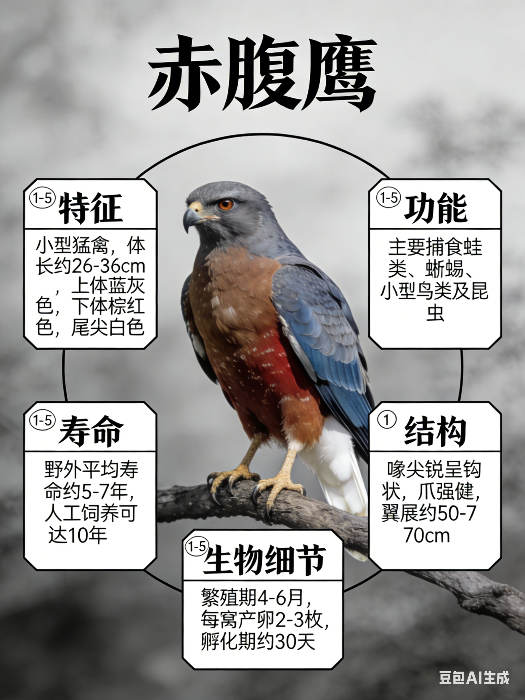 我AI的动物 宝子们快瞧！天空霸主赤腹鹰来啦！它身姿矫健，翅膀展开似一把利刃划破