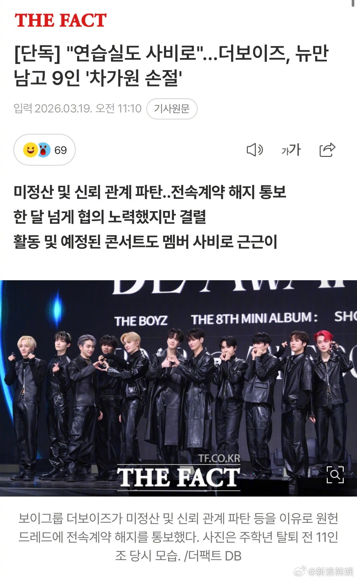 THEBOYZ解约 据韩媒报道，THE BOYZtheboyz 九人除NEW外与