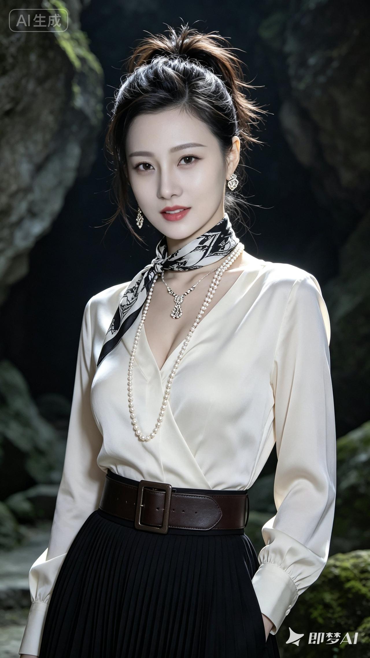 优雅黑裙搭配珍珠项链，尽显都市女性魅力！