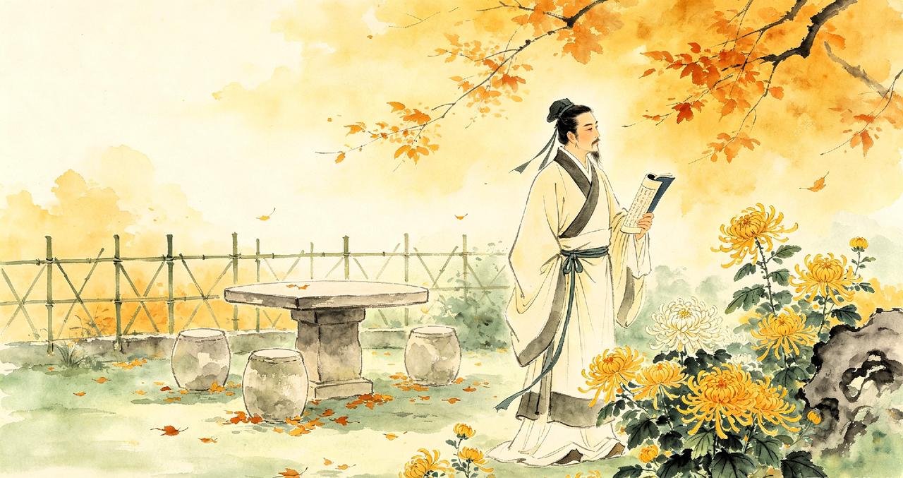 上联：吟诗惯与秋赊菊，
下联：觅句频凭月映兰。
 简析
 1. 对仗：吟诗对觅句