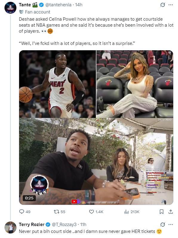 OnlyFans女星自曝跟很多NBA球员睡过，弄到NBA比赛场边座位。罗齐尔亲自
