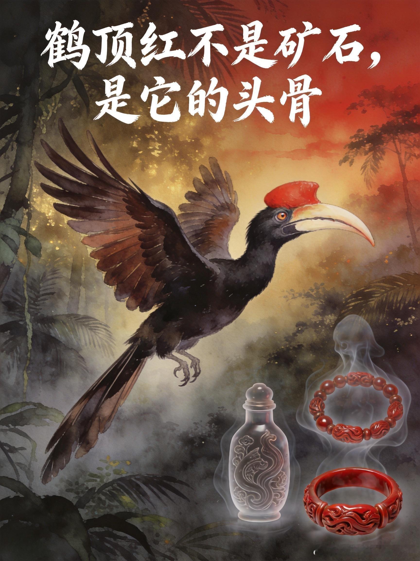 文玩圈顶流“鹤顶红”，其实是活生生锯下的鸟头骨🕵️♀️ 你见过标价20万的“鹤