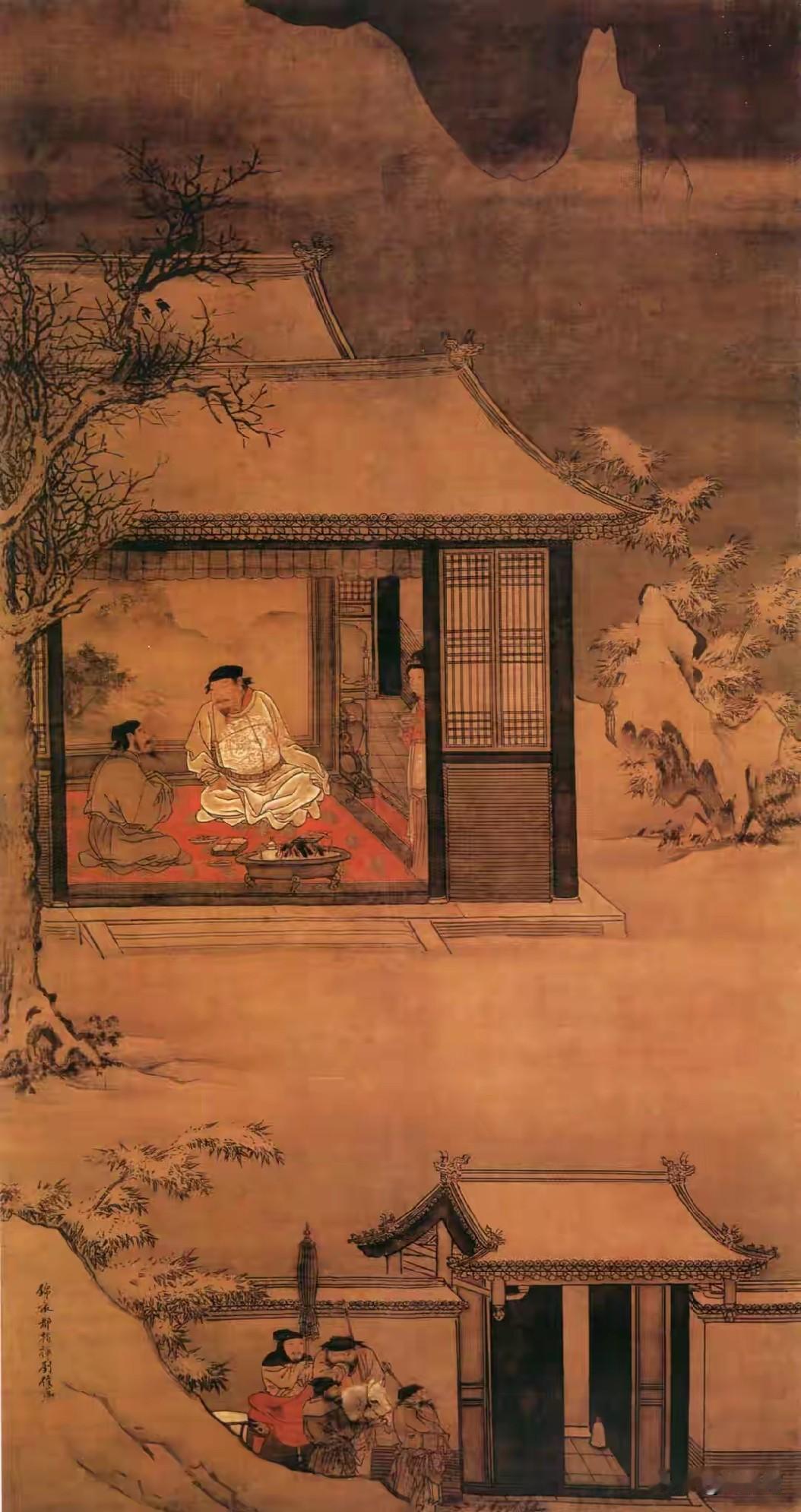 刘俊是明代画家，字廷伟，擅画人物、山水，其人物画线条工整细劲，设色艳丽。
他的《